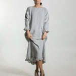 CLAIRE linen dress ebony brown - MOO Linen Shop