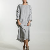CLAIRE linen dress ebony brown - MOO Linen Shop