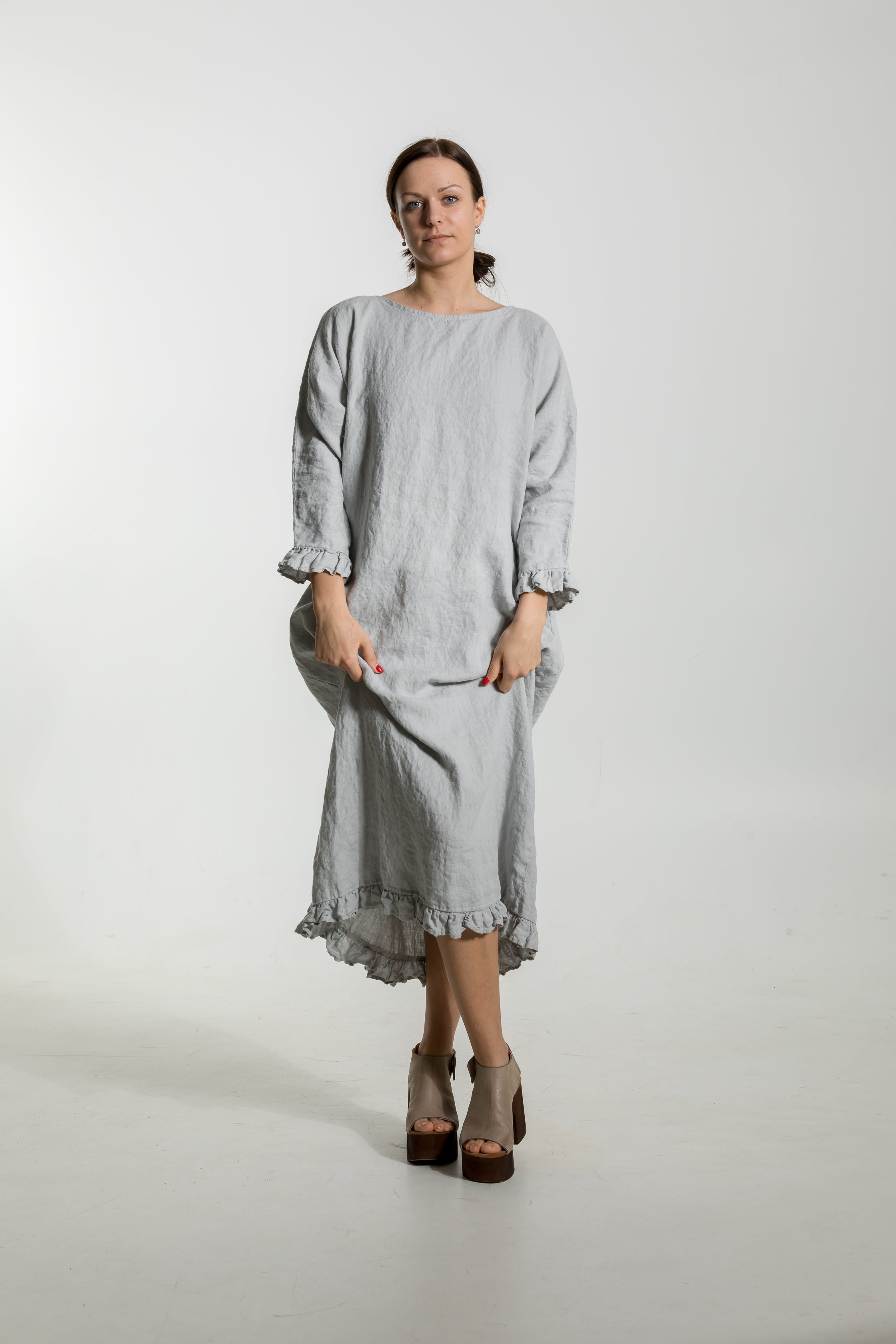 CLAIRE linen dress ebony brown - MOO Linen Shop