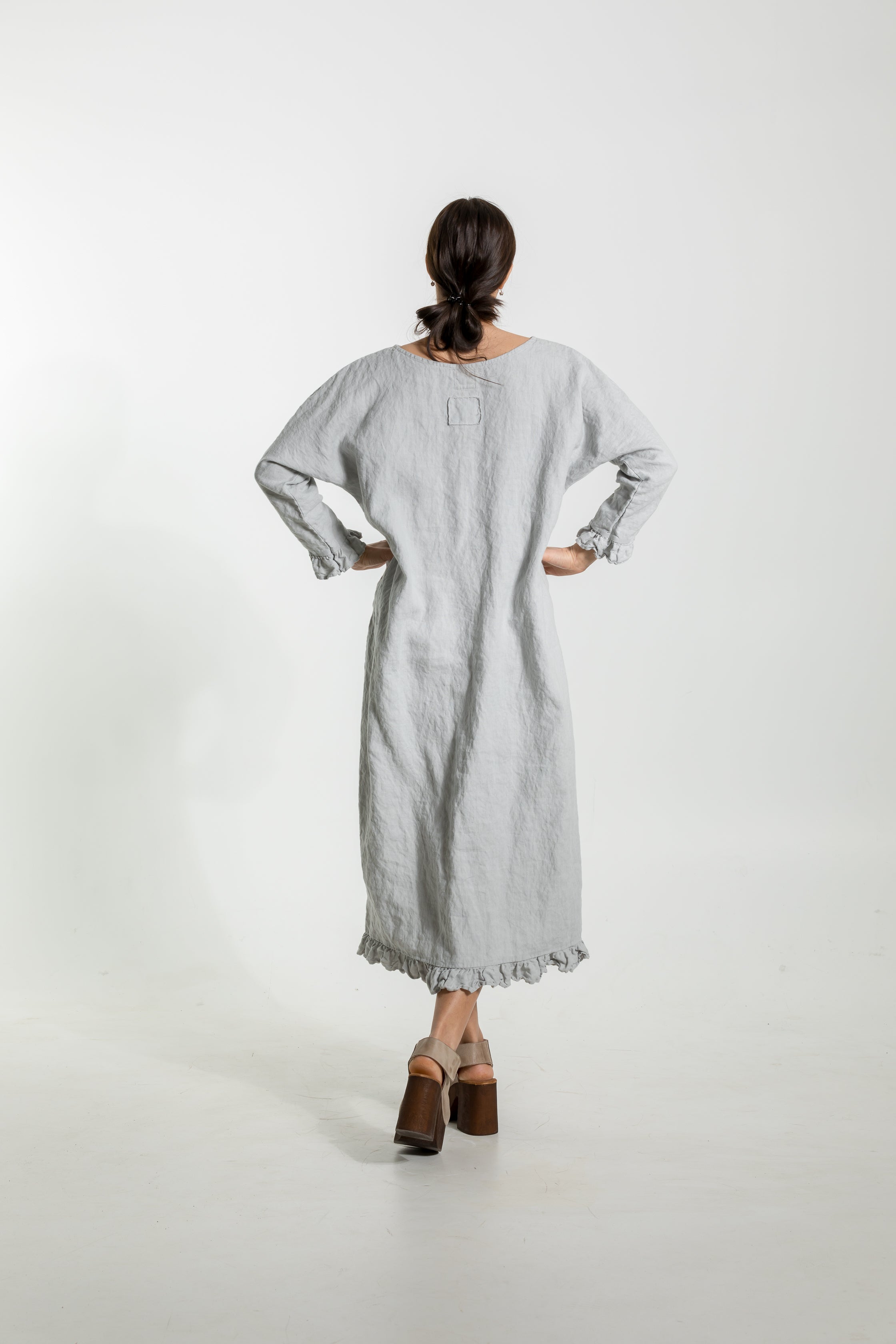 CLAIRE linen dress ebony brown - MOO Linen Shop