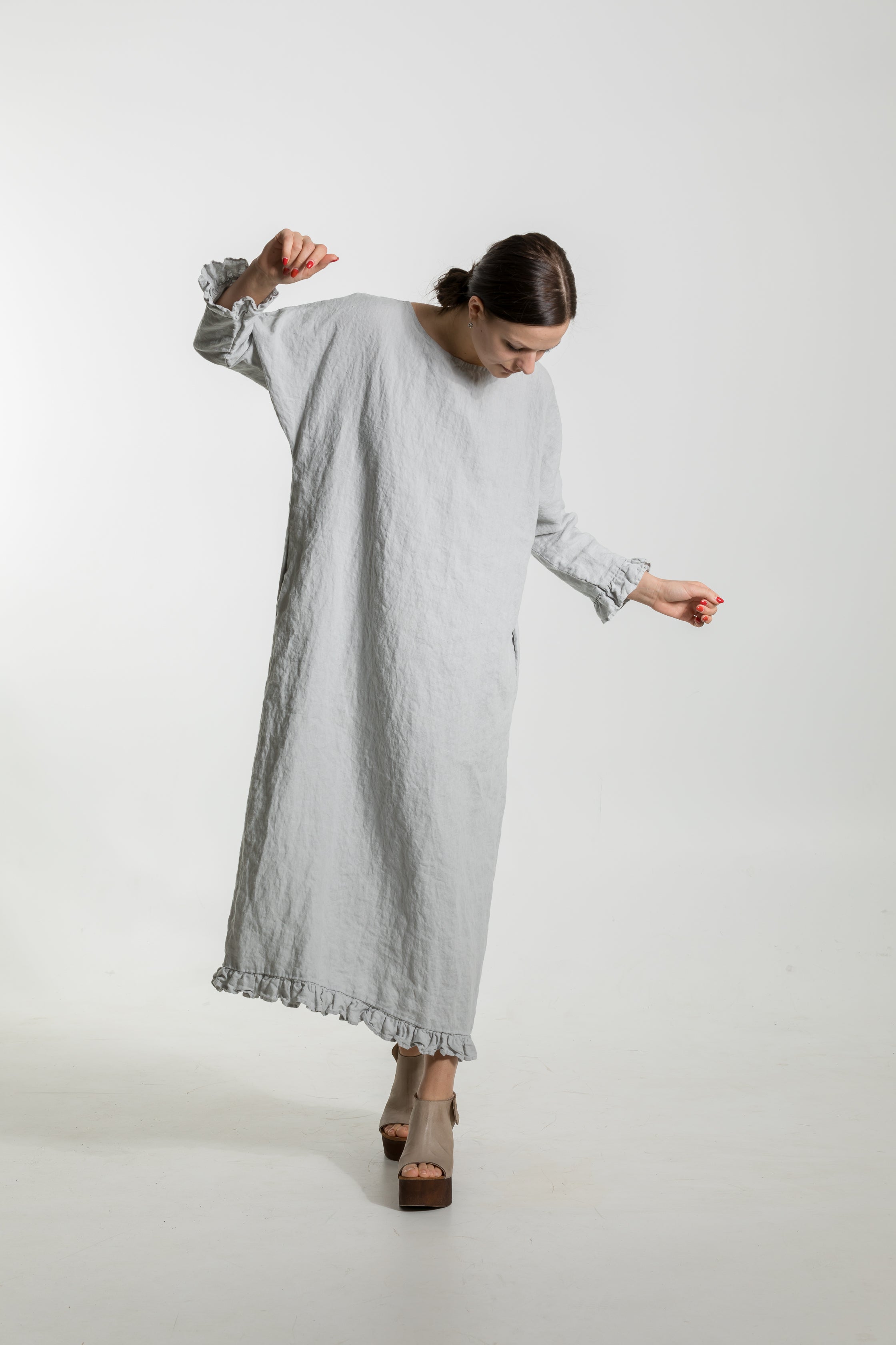 CLAIRE linen dress ebony brown - MOO Linen Shop