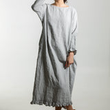 CLAIRE linen dress ebony brown - MOO Linen Shop