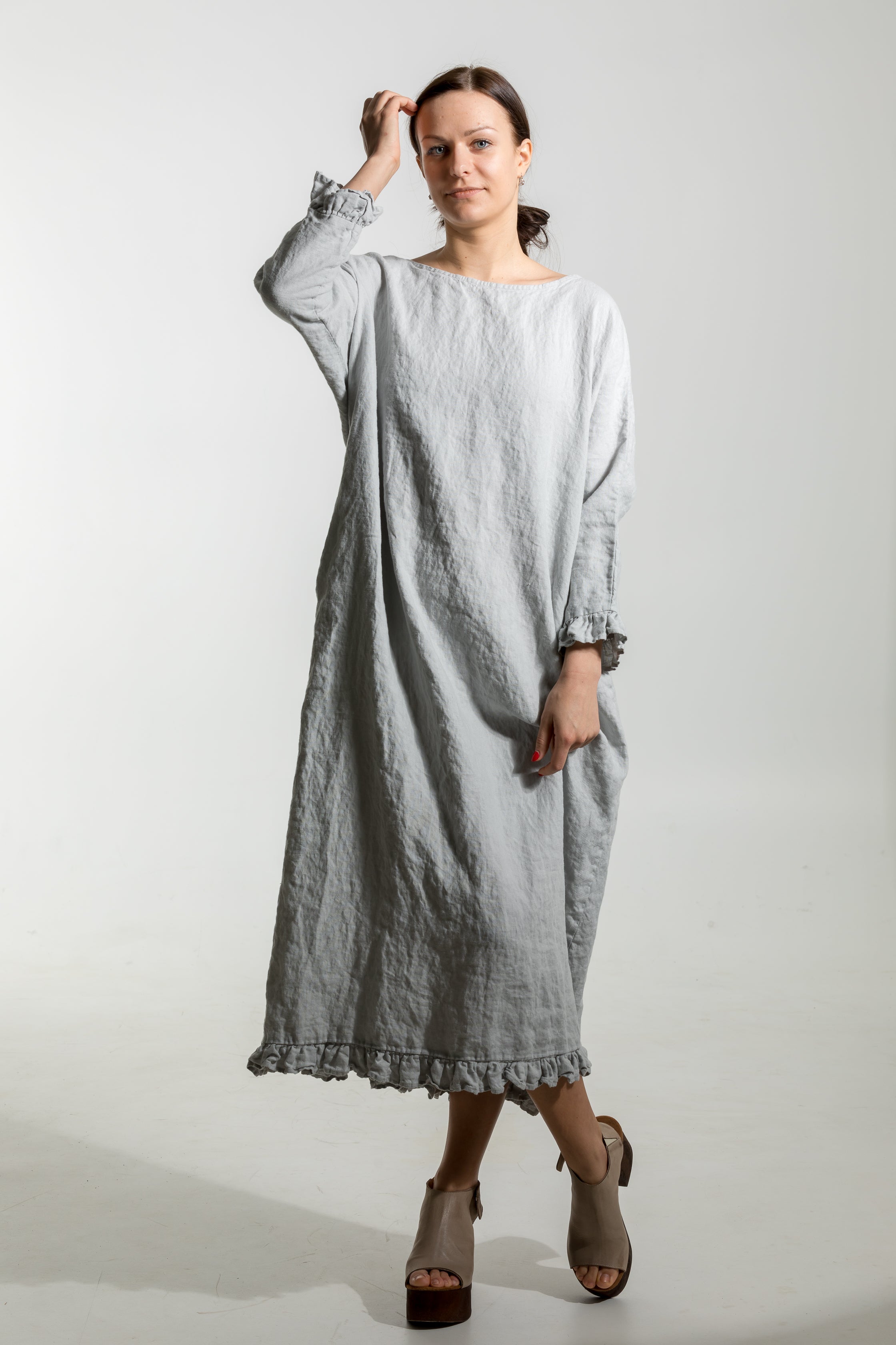 CLAIRE linen dress ebony brown - MOO Linen Shop