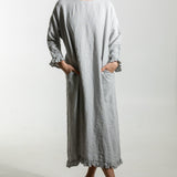CLAIRE linen dress ebony brown - MOO Linen Shop
