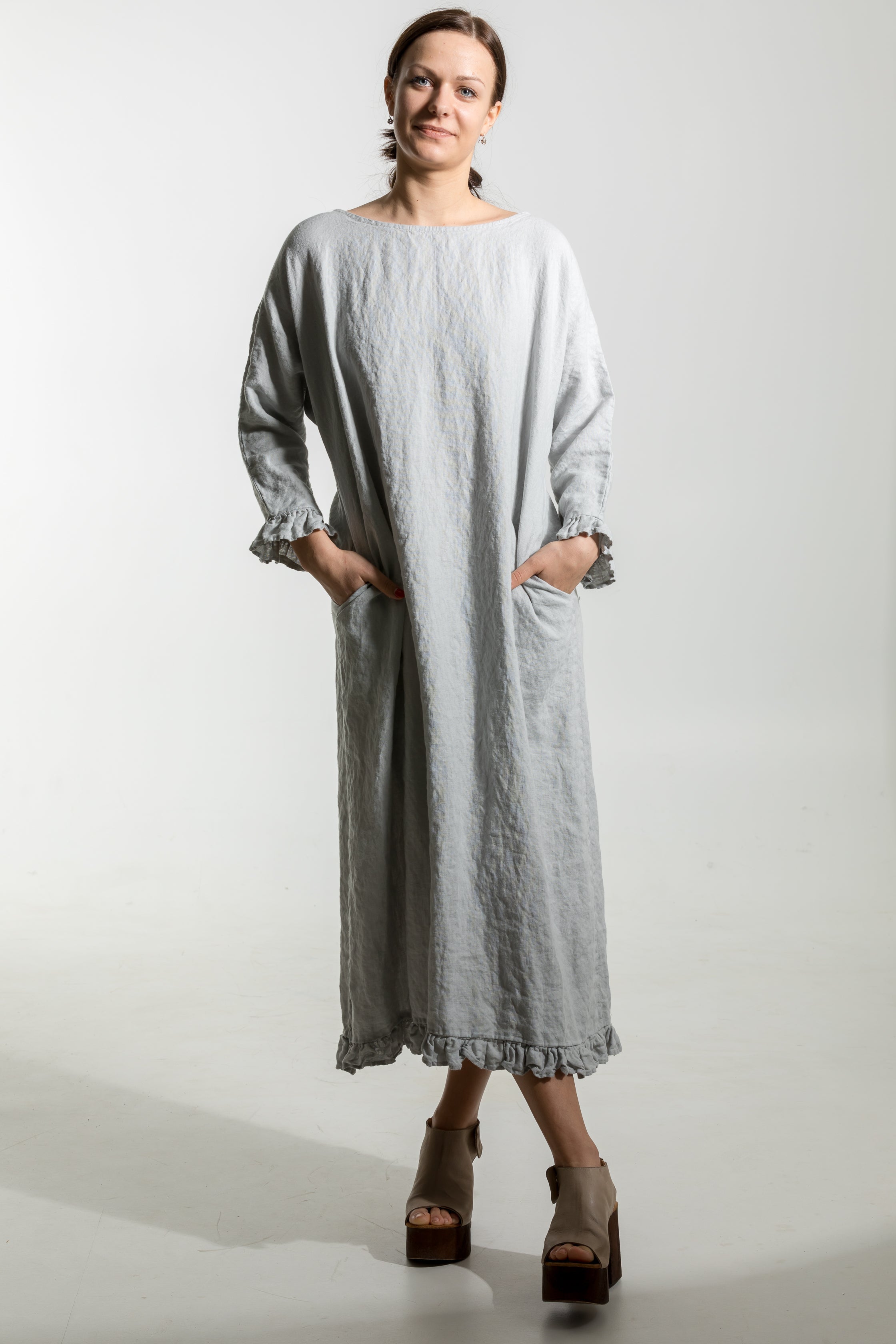 CLAIRE linen dress ebony brown - MOO Linen Shop