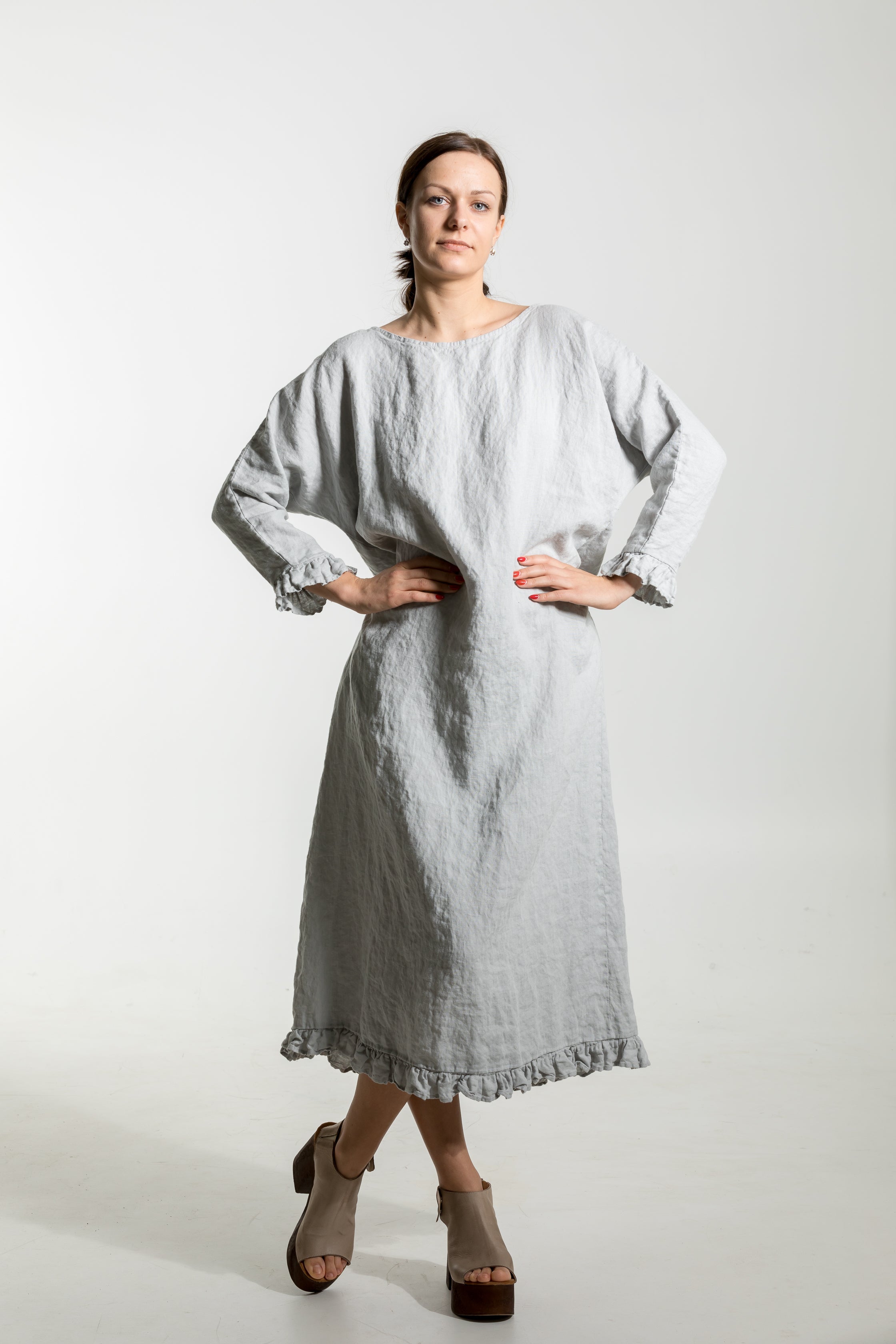 CLAIRE linen dress ebony brown - MOO Linen Shop