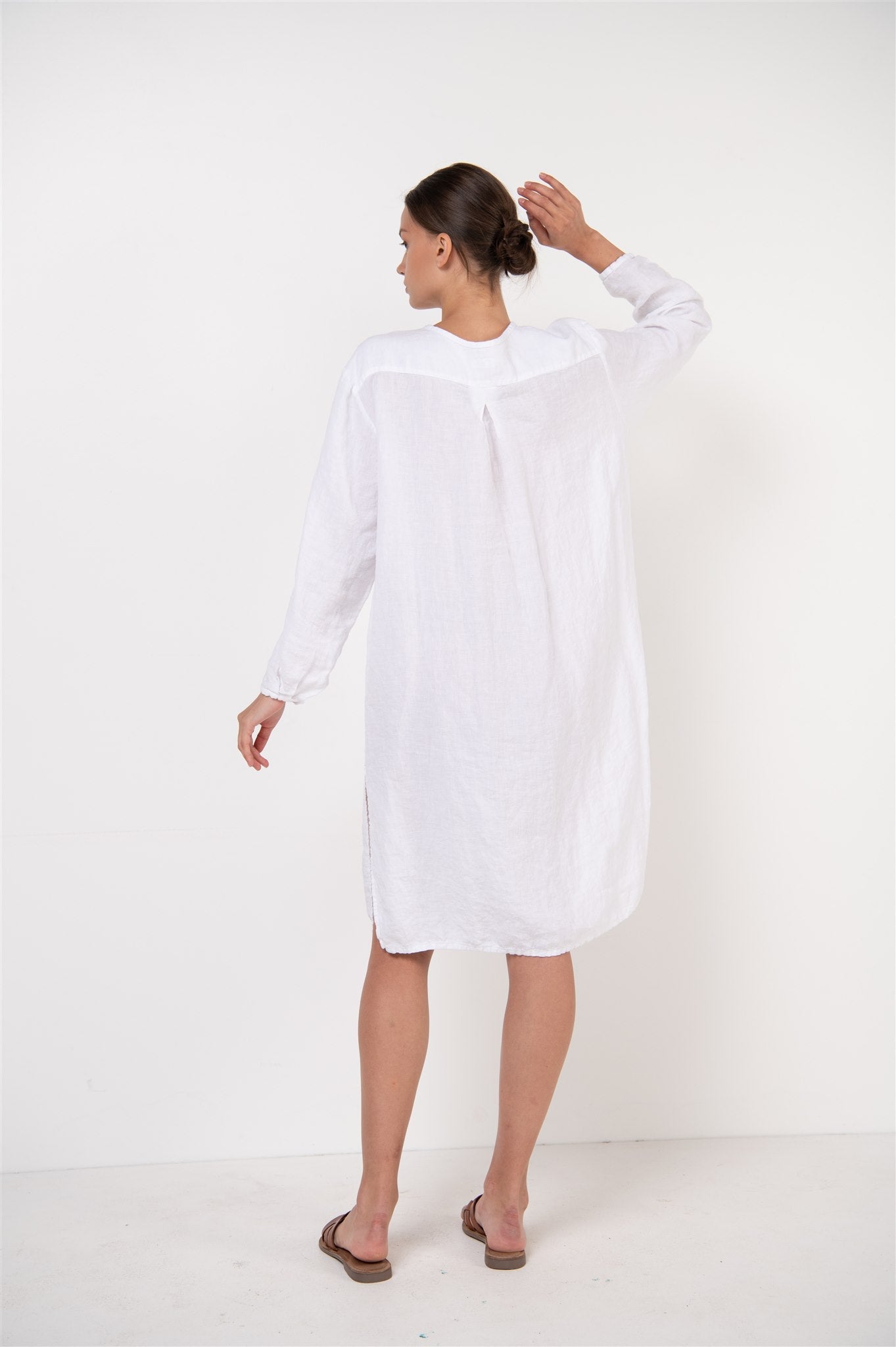 DAINA summer dress white - MOO Linen Shop