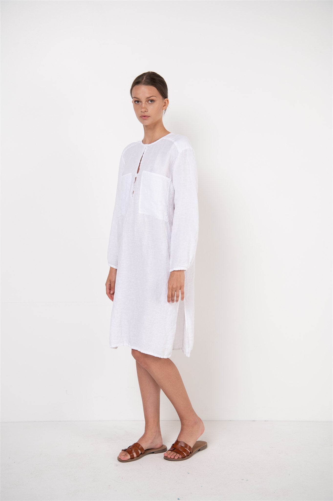 DAINA summer dress white - MOO Linen Shop