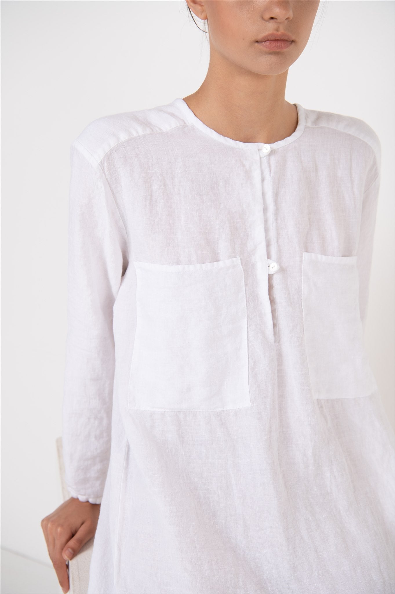 DAINA summer dress white - MOO Linen Shop