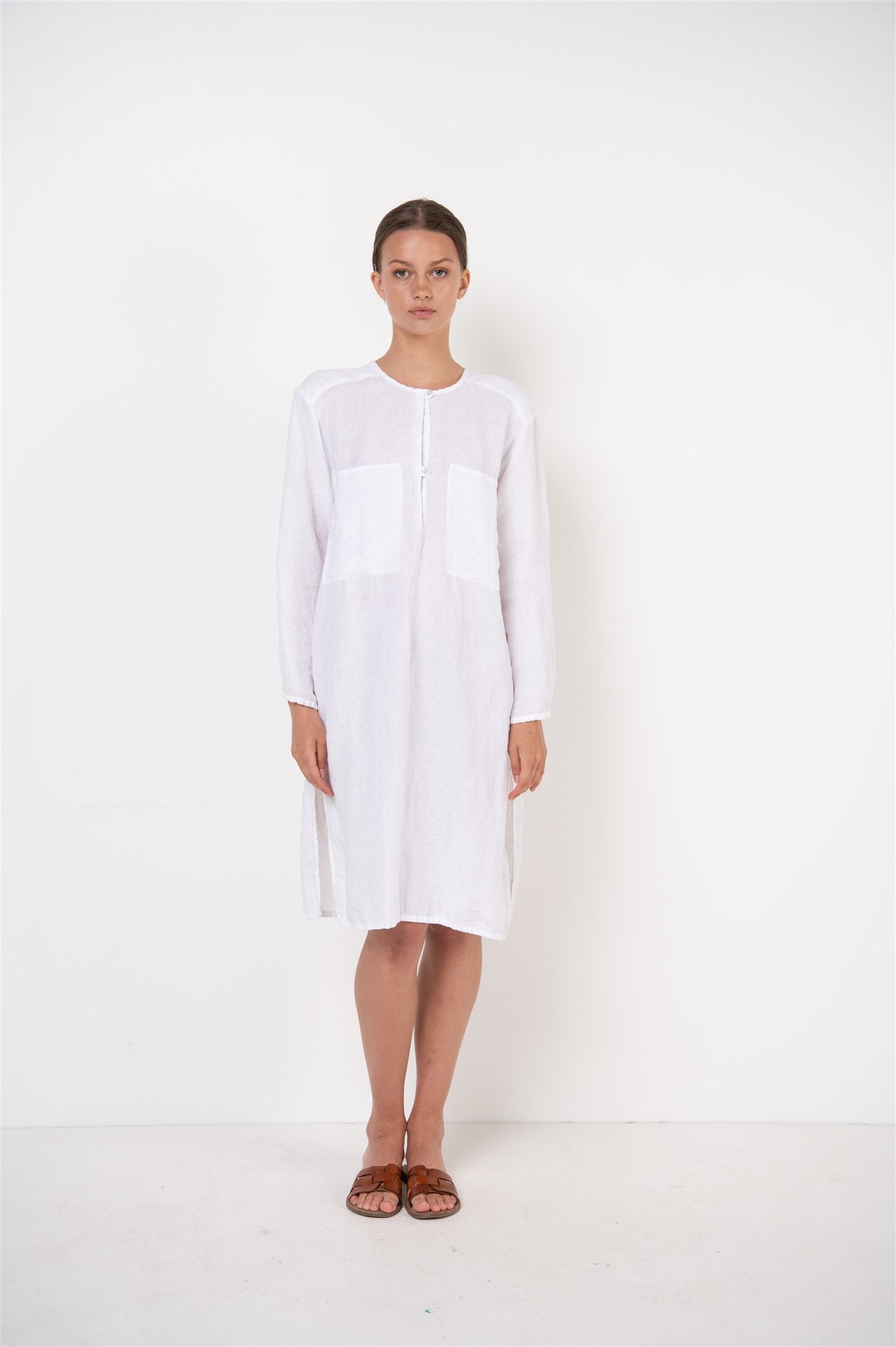 DAINA summer dress white - MOO Linen Shop