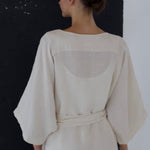 DATE wrap dress cream - MOO Linen Shop