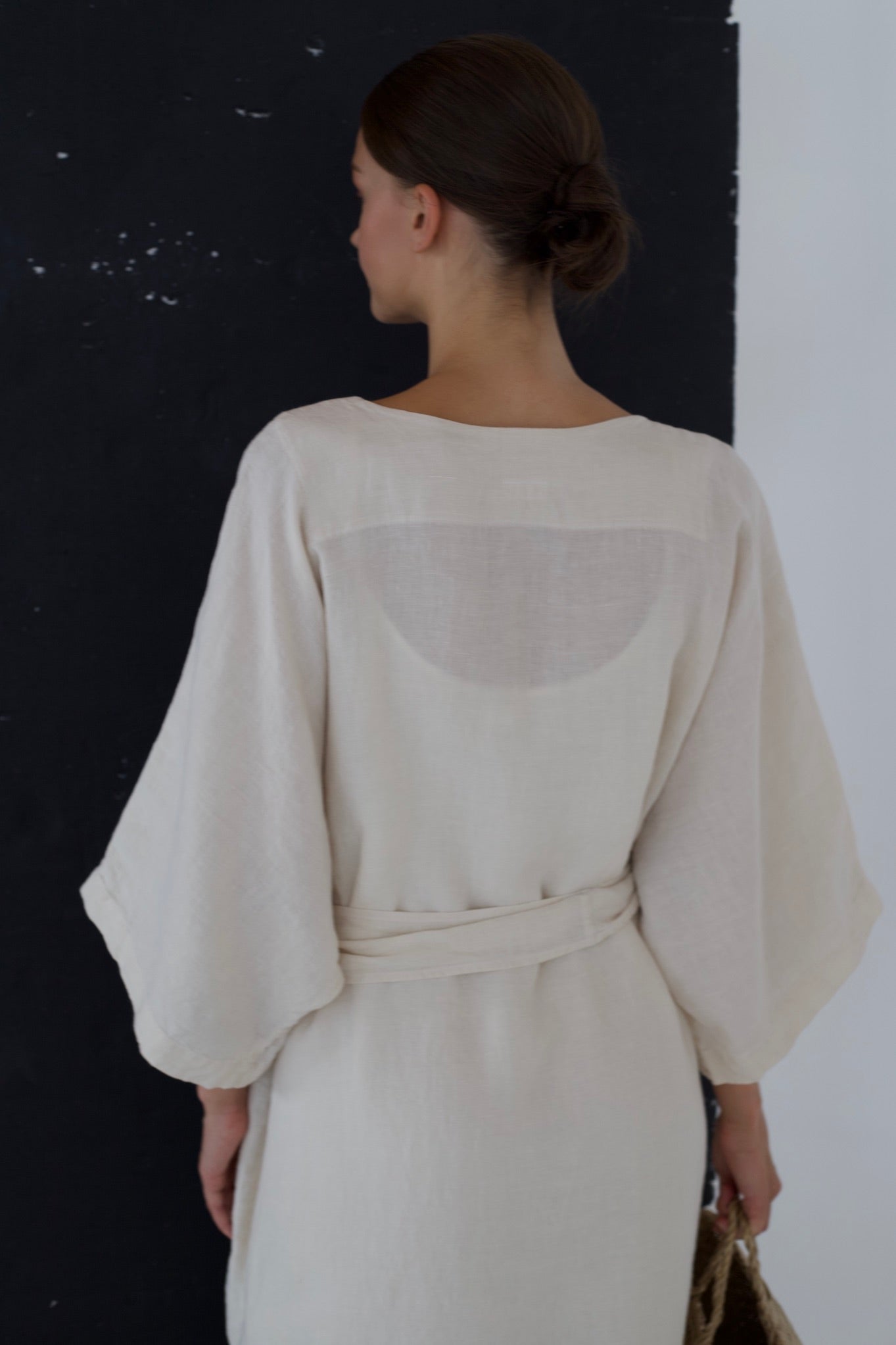 DATE wrap dress cream - MOO Linen Shop