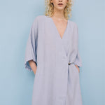 DATE wrap dress blue ice - MOO Linen Shop