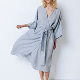 DATE wrap dress blue ice - MOO Linen Shop