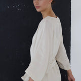 DATE wrap dress cream - MOO Linen Shop