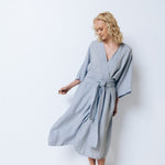 DATE wrap dress blue ice - MOO Linen Shop