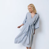 DATE wrap dress blue ice - MOO Linen Shop