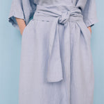 DATE wrap dress blue ice - MOO Linen Shop
