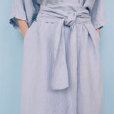 DATE wrap dress blue ice - MOO Linen Shop