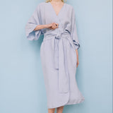 DATE wrap dress blue ice - MOO Linen Shop