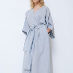 DATE wrap dress blue ice - MOO Linen Shop