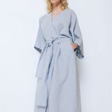 DATE wrap dress blue ice - MOO Linen Shop