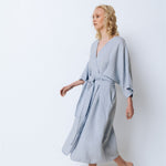 DATE wrap dress blue ice - MOO Linen Shop