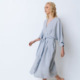 DATE wrap dress blue ice - MOO Linen Shop