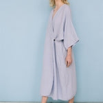 DATE wrap dress blue ice - MOO Linen Shop