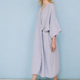 DATE wrap dress blue ice - MOO Linen Shop