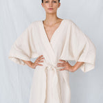 DATE wrap dress cream - MOO Linen Shop