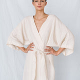 DATE wrap dress cream - MOO Linen Shop