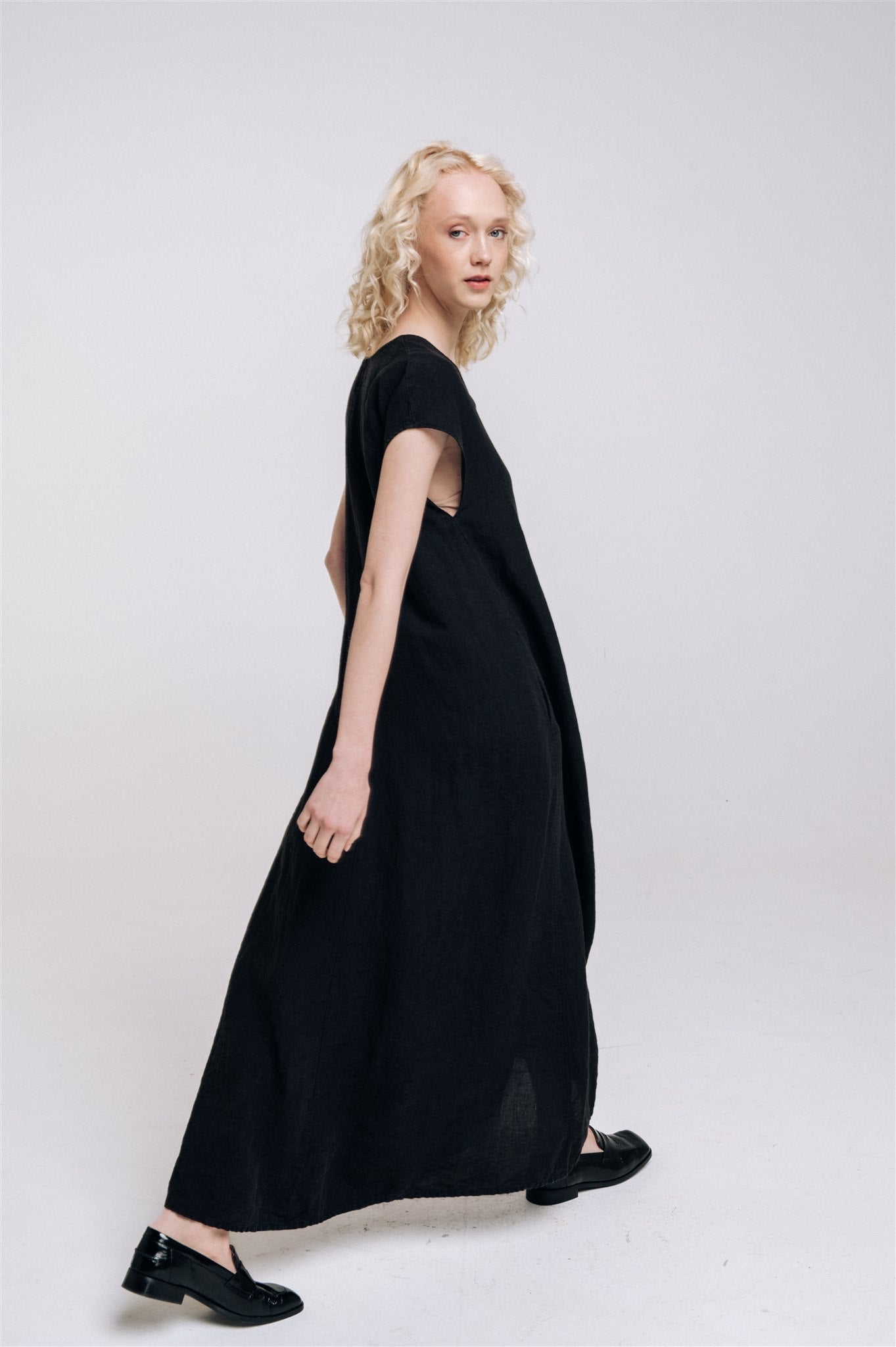 DOR maxi dress charcoal - MOO Linen Shop