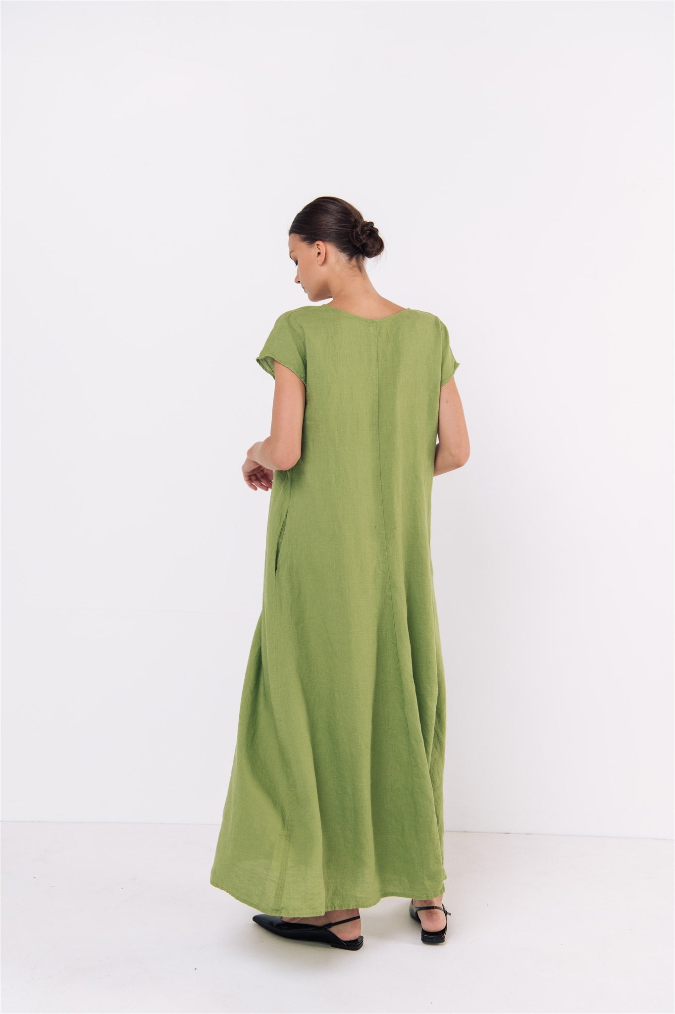 DOR maxi dress charcoal - MOO Linen Shop