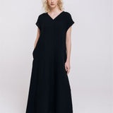 DOR maxi dress charcoal - MOO Linen Shop