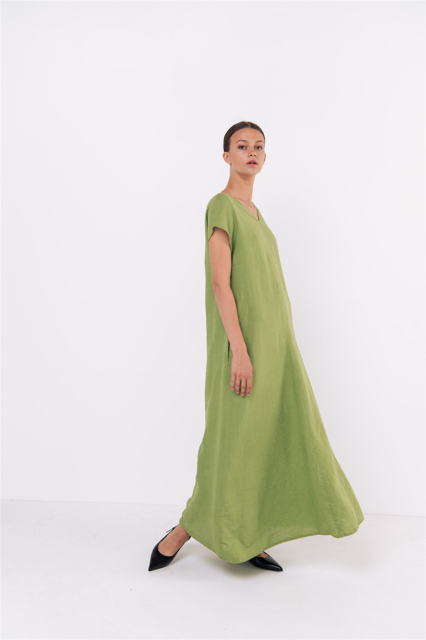 DOR maxi dress charcoal - MOO Linen Shop