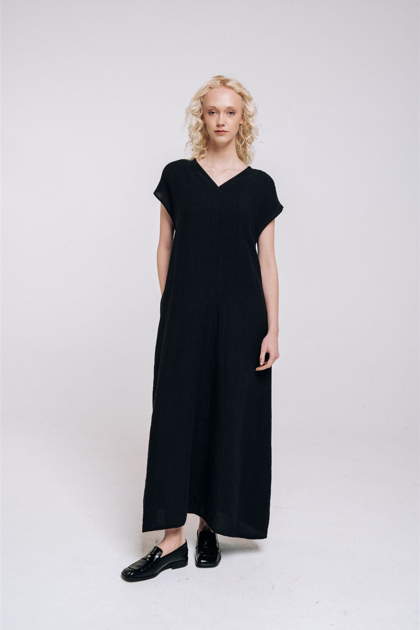 DOR maxi dress charcoal - MOO Linen Shop