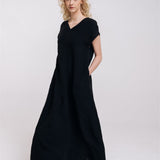 DOR maxi dress charcoal - MOO Linen Shop