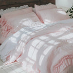Double ruffle ruffle pillowcase SET white - MOO Linen Shop