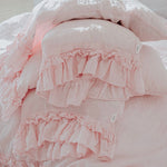 Double ruffle ruffle pillowcase SET white - MOO Linen Shop
