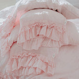 Double ruffle ruffle pillowcase SET white - MOO Linen Shop