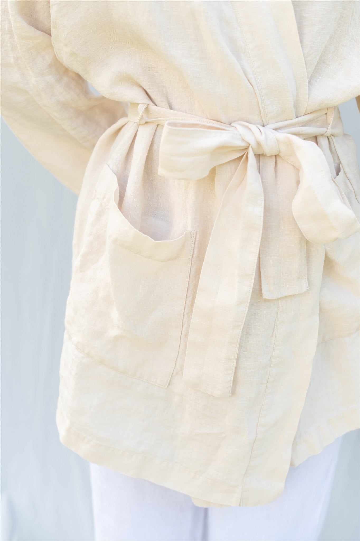 DREAM linen kimono robe cream - MOO Linen Shop