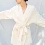 DREAM linen kimono robe cream - MOO Linen Shop