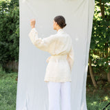 DREAM linen kimono robe cream - MOO Linen Shop