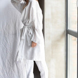 DREAM LONG linen kimono robe cream - MOO Linen Shop