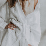 DREAM LONG linen kimono robe cream - MOO Linen Shop