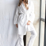 DREAM LONG linen kimono robe cream - MOO Linen Shop
