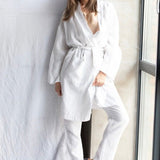 DREAM LONG linen kimono robe cream - MOO Linen Shop