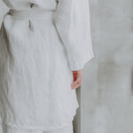 DREAM LONG linen kimono robe cream - MOO Linen Shop