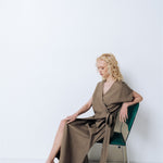 EMILY wrap dress khaki - MOO Linen Shop
